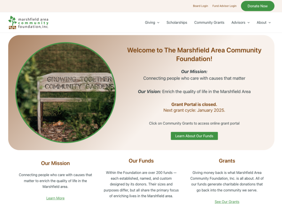 Marshfield Area Community Foundation Website