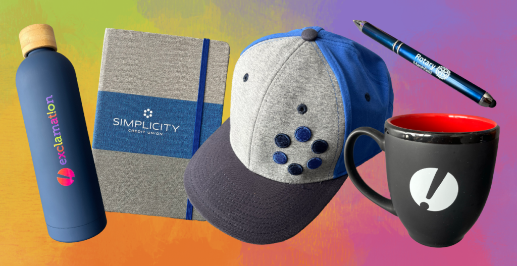 Collection of promotional products Exclamation has done