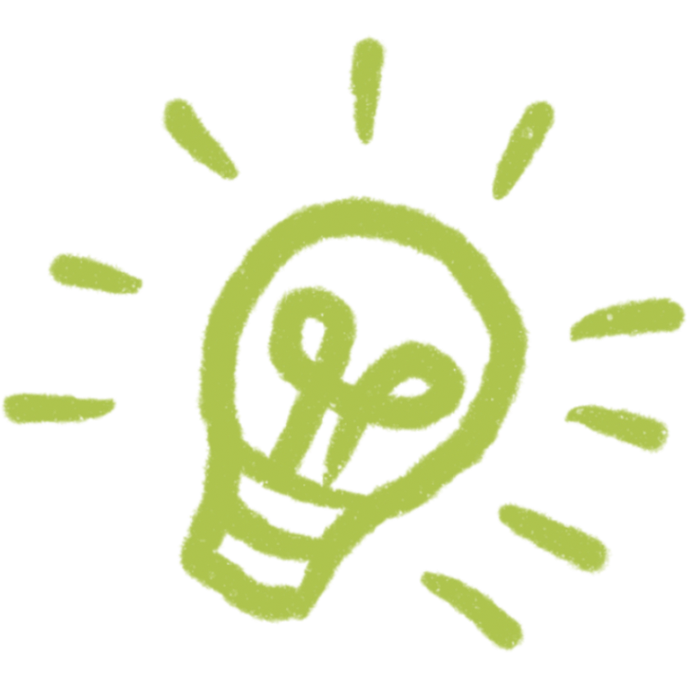 Illustrated Bright Lightbulb in lime green