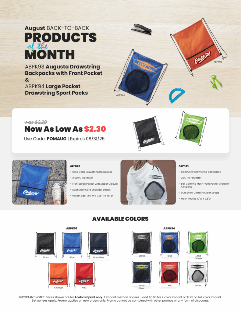 Augusta Drawstring Backpacks with Front Pocket
